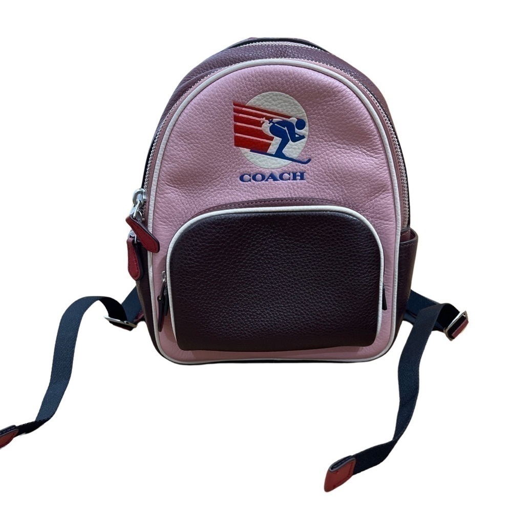Coach โข Mini Court Backpack In Colorblock Ski Speed Graphic Powder Pink Multi - Picture 8 of 16